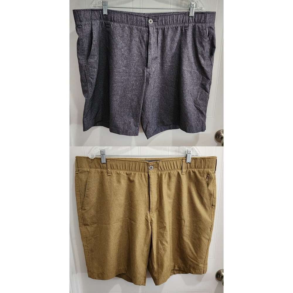 Lot‎ Of 2 SWISS TECH Men's Size 42 Polyester Shorts Brown/Heather Grey Athletic